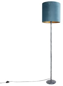 Állólámpa antik szürke bársony árnyalattal kék 40 cm - Simplo