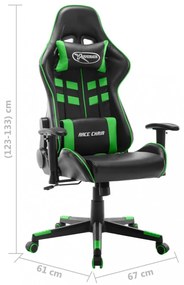 fekete és zöld műbőr gamer szék