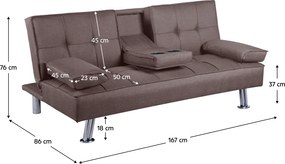 Kinyitható kanapé, barna, GOLDIA NEW