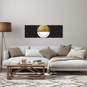 Kép - Absztrakció arany és fekete N⁰1 (órával) (90x30 cm)