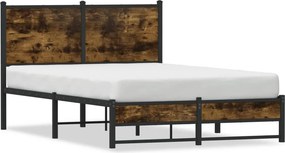 vidaXL füstös tölgy színű fém ágykeret matrac nélkül 120 x 200 cm