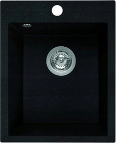 Gránit mosogató 48x39 Karcálló fekete, szifonnal