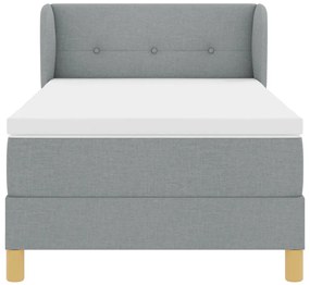 Boxspring Ágy Mattal Világosszürkében, 100x200 cm Szövet