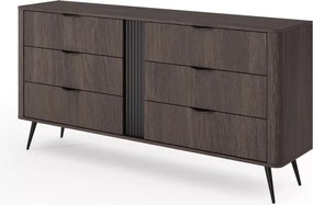 Edrin komód 163 cm fiókokkal - dunin tölgy / fekete