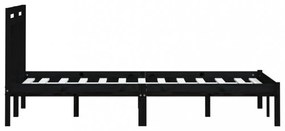 fekete tömör fenyőfa ágykeret 200 x 200 cm