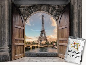 Fotótapéta Flizelina Ajtó Kilátás Párizs Franciaország Eiffel-torony 3D 400x280 ragasztó