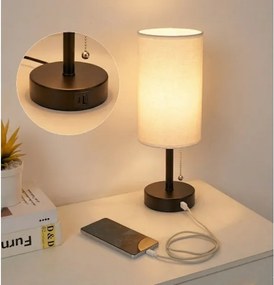 BRILAGI - Asztali lámpa USB-porttal TABLON 1xE27/25W/230V fekete/fehér
