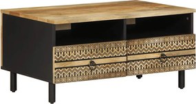 vidaXL fekete tömör nyers mangófa dohányzóasztal 80 x 54 x 40 cm