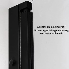 Stuxi Verona Black 90x100 aszimmetrikus csuklóajtós zuhanykabin 6 mm vízlepergető biztonsági üveggel, fekete