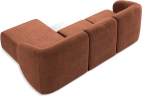 Terrakotta színű zsenília sarokkanapé (jobb oldali-heverő résszel) Lani – Makamii