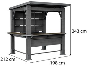 Kerti bár pavilon, bárpulttal, tetővel