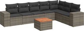 vidaXL 8 részes szürke polyrattan kerti ülőgarnitúra párnákkal