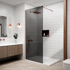 Walk-in || Rose Gold zuhanyfal, füstüveggel 80, 200cm, 8mm, NANO