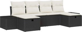 vidaXL Kerti Kanapé Szett párnával tárolóval 6 pcs polirattan