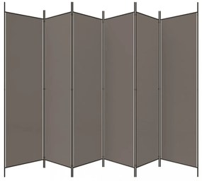 6 paneles antracitszürke szövet térelválasztó 300 x 220 cm