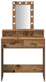 Piperasztal LED világítással - Vintage fa stílus, 79x41x140 cm