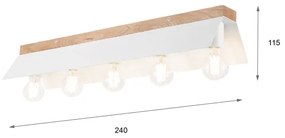 Mennyezeti lámpa ESME 5xE27/15W/230V fehér/tölgy