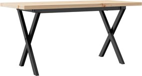 vidaXL tömör fenyőfa és acél X-vázú dohányzóasztal 100x50x45,5 cm