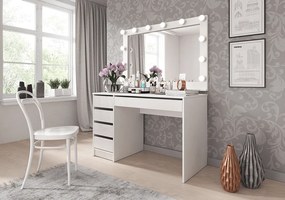 Fésülködőasztal, fehér/magas fényű fehér, DAKOTA