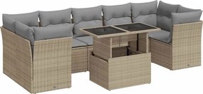 vidaXL 8 részes bézs polyrattan kerti ülőgarnitúra párnával