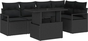 vidaXL Kerti Kanapé Szett tárolóval 6 pcs Fekete Poli rattan
