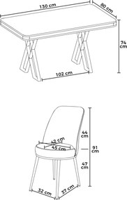 Vals étkezőgarnitúra, fehér-arany, 130 cm – TR240CHR2335