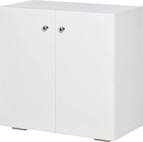 HOMCOM Modern Stílusú Nappali Tálaló 2 Ajtóval és 2 Polccal 70x39x70 cm Fehér | Aosom
