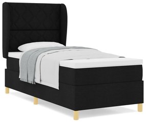 Boxspring Ágy Matrac Szfekete 90x200 cm Szövet