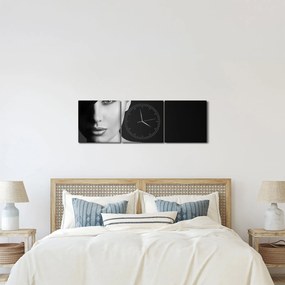 Kép - fekete-fehér portré egy kalapos nőről (órával) (90x30 cm)