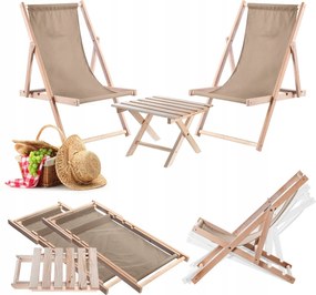 Fa Kerti Napozóágy Összecsukható Napozóágy 2db Asztal Lengyel Gyártó