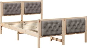 vidaXL Ágykeret fejtámlával Tópszínű 135 x 190 cm Tömör fenyőfa