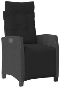 3 részes fekete polyrattan kerti étkezőgarnitúra párnákkal