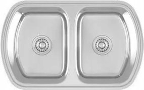 Süllyesztett Acél Mosogató 77x49 2 Kamrás Kuchinox Szifonnal Sima