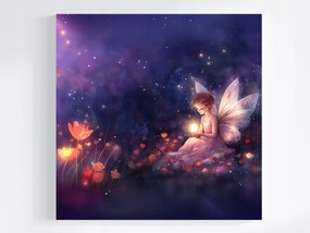 Canvas Vászonkép Gyerekek Lány Tündér Pillangó Virágok Varázslatok 40x40