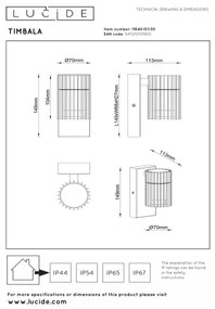 Lucide 11840/01/30 - Kültéri fali lámpatest TIMBALA 1xGU10/7W/230V IP44
