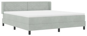 Boxspring Ágy Mattal Világosszürke 180x200 cm Bársony