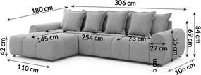 Szürke sarokkanapé (bal oldali-heverő résszel) Albane – Ropez