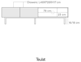 Fehér-natúr színű TV-állvány tölgyfa dekorral 180x45 cm Arista – Teulat