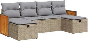 vidaXL 6 részes bézs polyrattan kerti ülőgarnitúra párnával