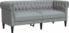 vidaXL 2 személyes világosszürke szövet Chesterfield kanapé