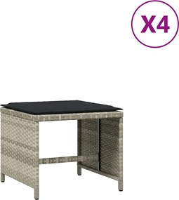 vidaXL 4db világosszürke polyrattan kerti szék párnával 41 x 41 x 36cm