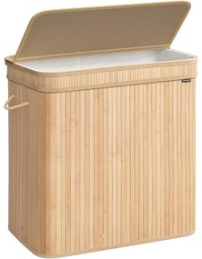 Fedeles szennyeskosár, bambusz ruháskosár 150 L, természetes bézs színben