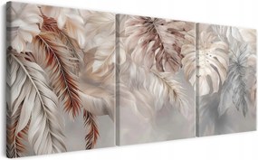 Vászonkép Bézs Levelek Triptichon falikép hálószoba nappaliba Boho Bronz 60x120