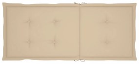 6 db tömör tíkfa kerti szék bézs párnákkal