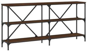 barna tölgyszínű szerelt fa és vas tálalóasztal 160x30x75 cm