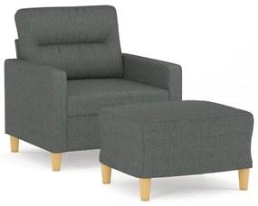 sötétszürke szövet kanapéfotel lábtartóval 60 cm