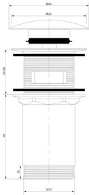 OMNIRES A706BM - CLICK-CLACK mosdóleeresztő 6,6 cm matt fehér