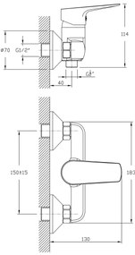 Aqualine - Zuhanycsap LOTTA matt fekete