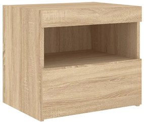 2 db sonoma tölgy színű éjjeliszekrény LED-ekkel 50x40x45 cm