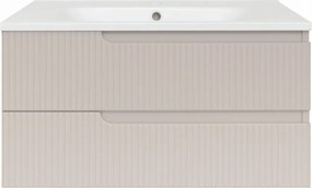 Piramida EURIDIKA fali fürdőszobabútor - műmárvány mosdóval -2 fiókos - PINO BÉZS - 100 x 48 x 53 cm